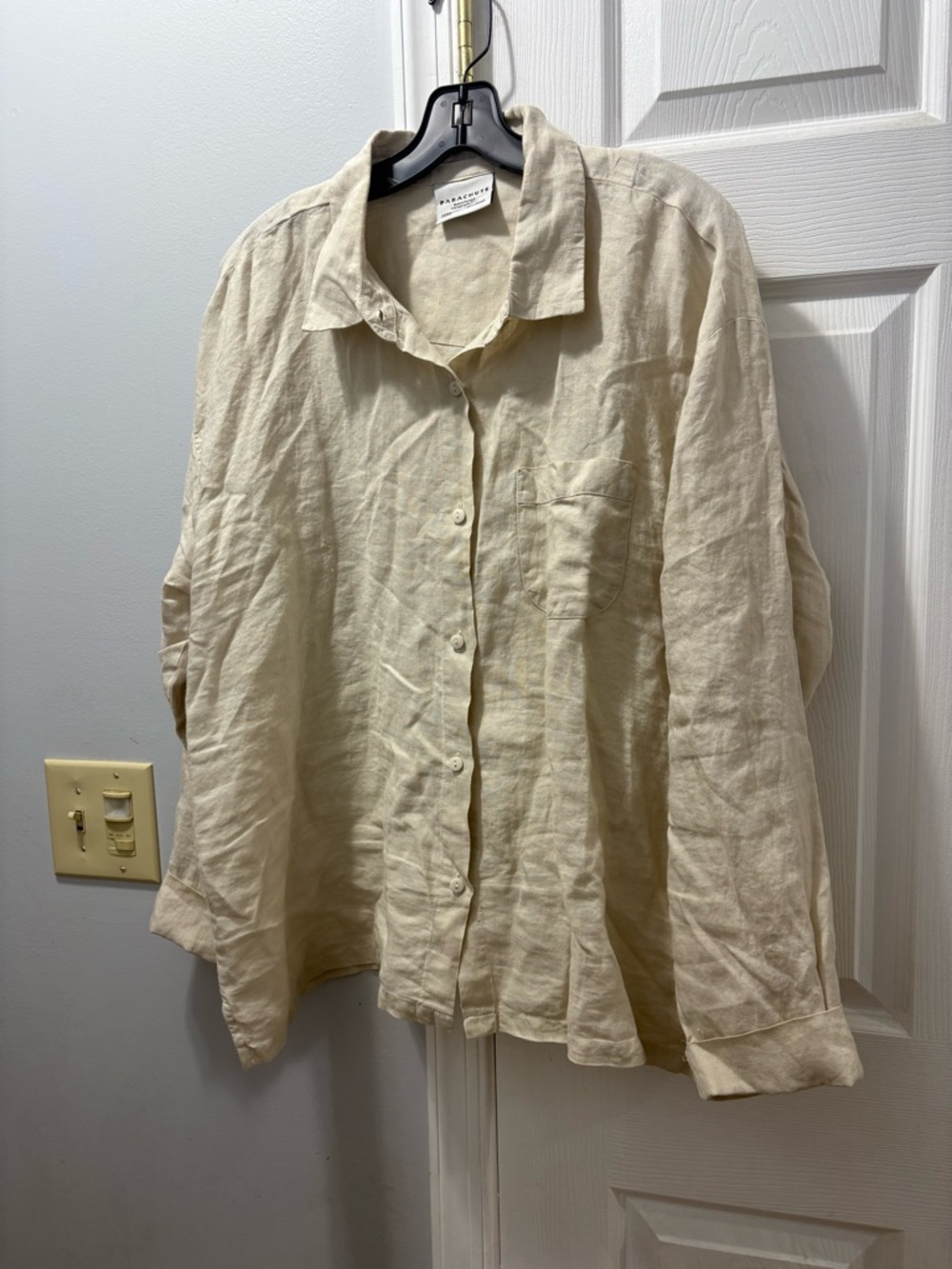 Parachute European Flax Natural Linen Button Down Shirt Size XL